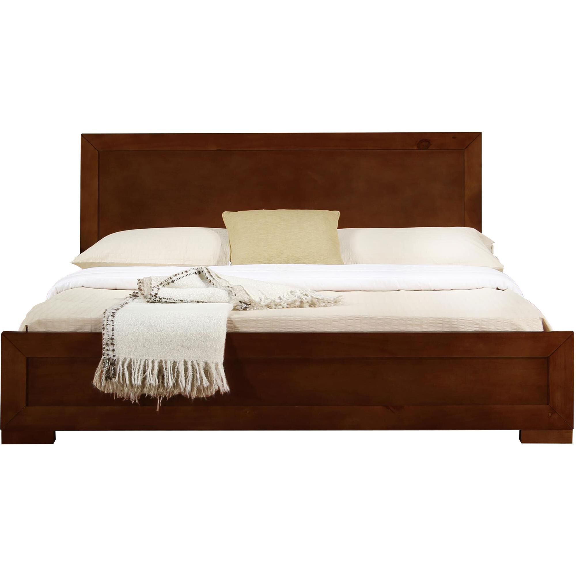 Trent Wooden Platform Bed in Walnut, Queen, WALNUT, hi-res image number 0