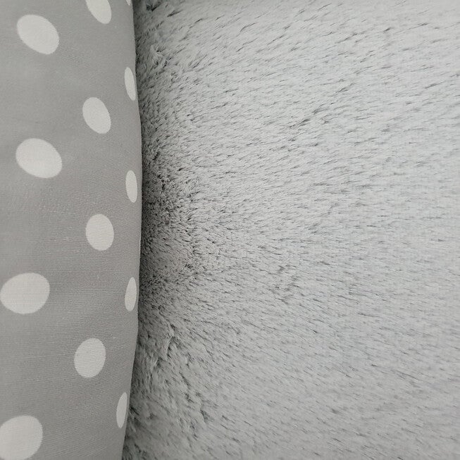 Dots Printing poly-cotton bolster with detachable faux fur cushion Medium Size, , alternate image number null