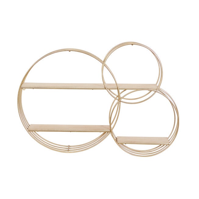 Gold Metal Contemporary Wall Shelf Wall Shelf, GOLD, hi-res image number null
