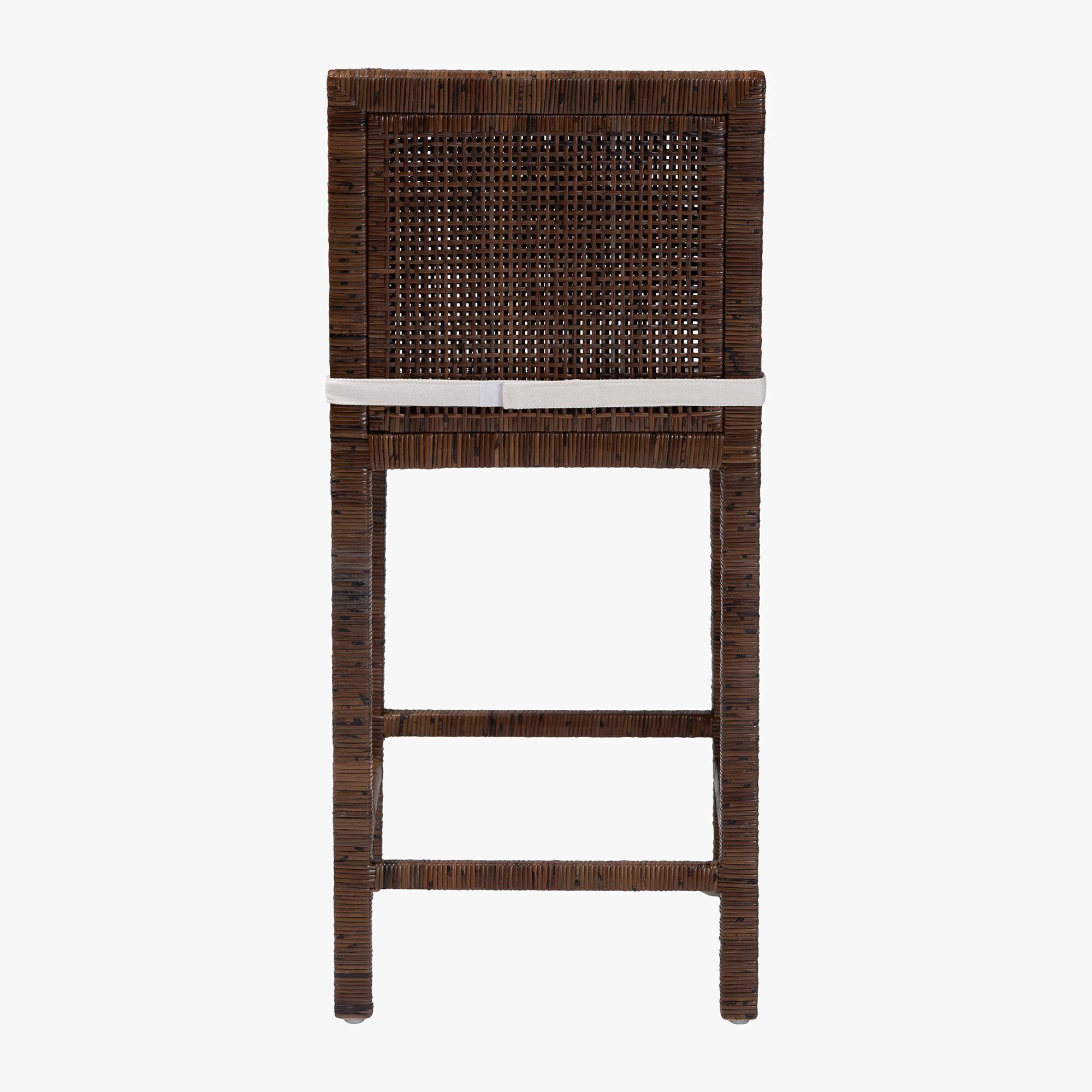 Sofia Rattan Counter Stool with Mahogany Wood Frame, COFFEE, alternate image number 4