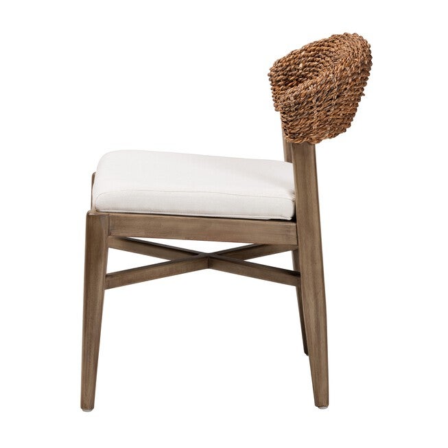 Chloe Modern Bohemian Walnut Brown Finished Mahogany Wood And Natural Rattan Dining Chair, , alternate image number 2