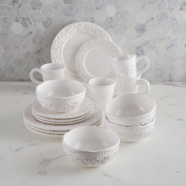 Bianca Leaf 16-pc Dinnerware Set, IVORY, hi-res image number 0