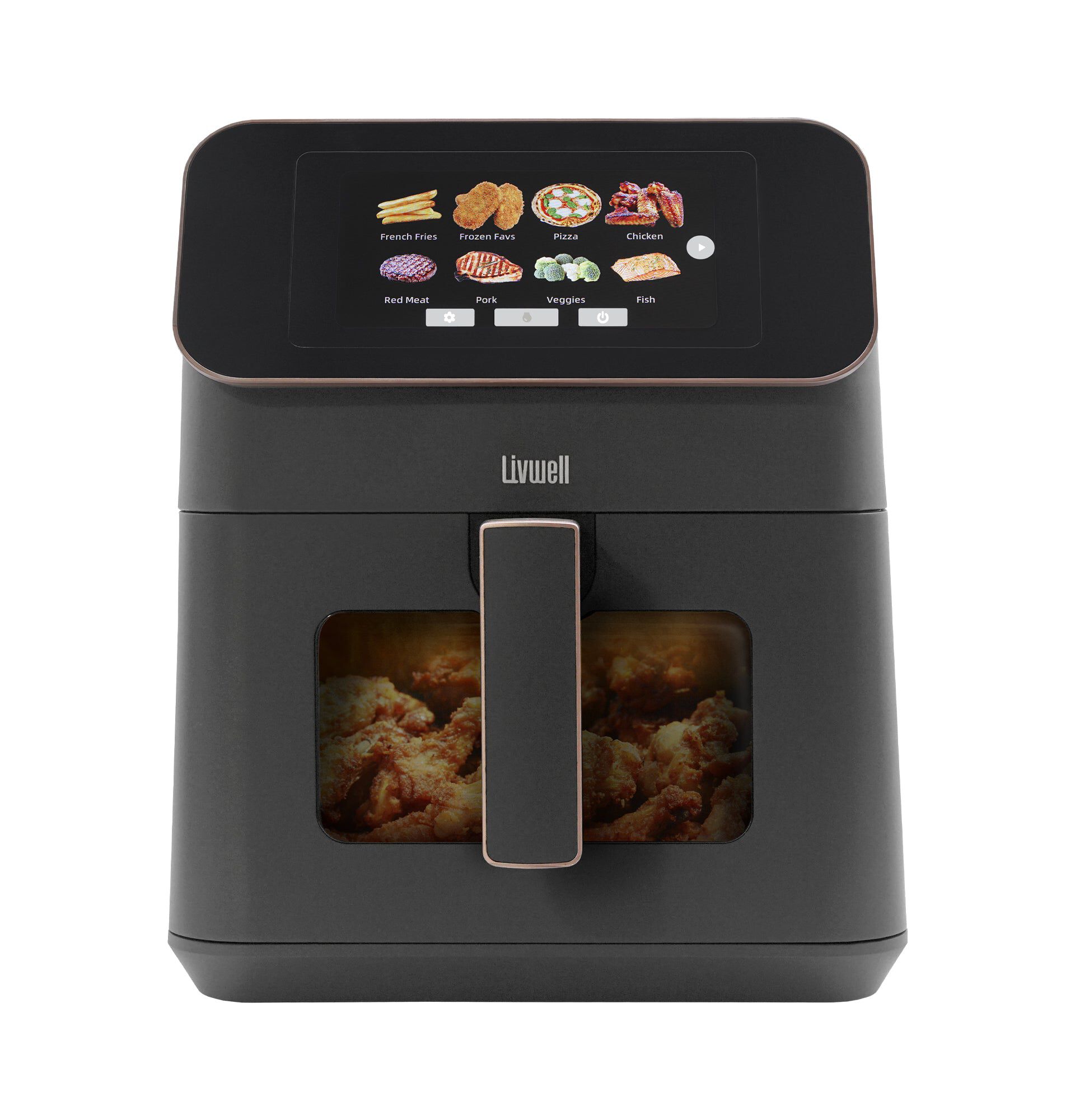 Livwell Touch IQ Matte Grey Air Fryer with Recipes, MATTE GREY, hi-res image number 0