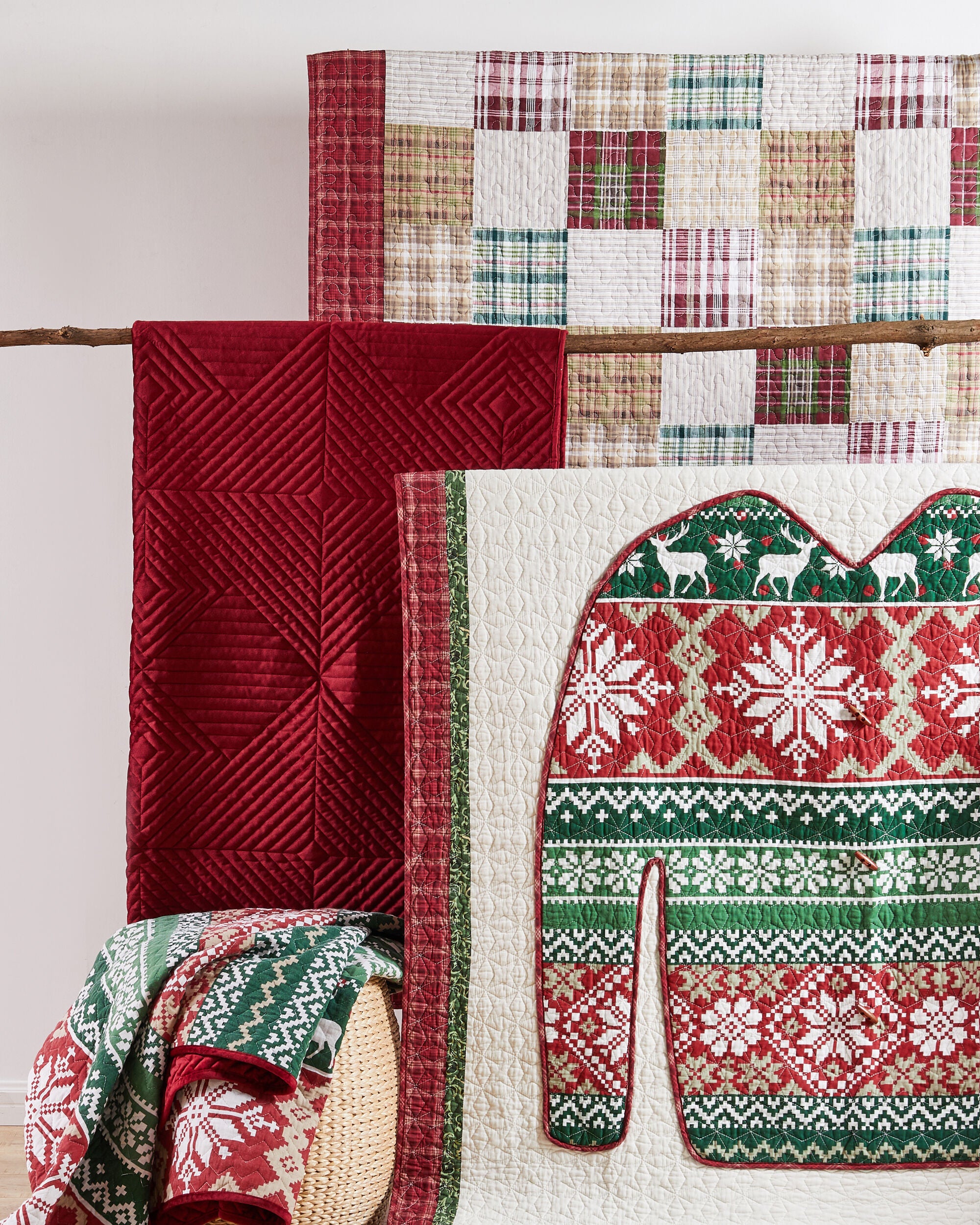 Ugly Sweater Novelty Holiday Quilted Throw Blanket, RED, alternate image number 3