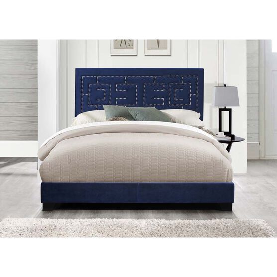 Eastern King Bed Bedroom, DARK BLUE VELVET, hi-res image number null