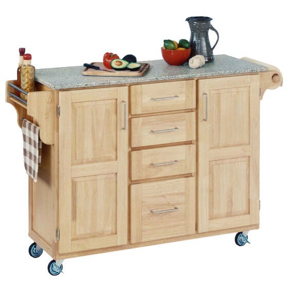 Large Natural Finish Create a Cart with Salt & Pepper Granite Top , NATURAL SALT WATER DIVE PEPPER, hi-res image number null