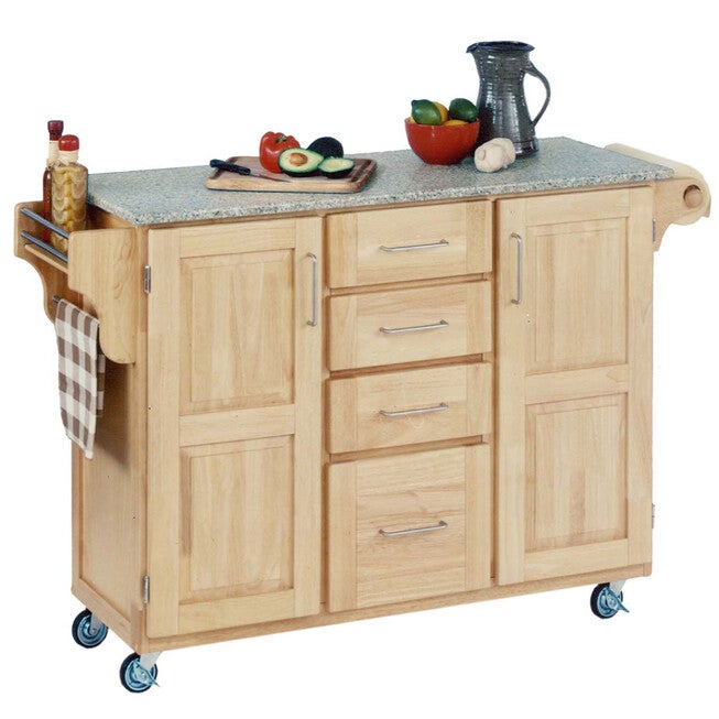 Large Natural Finish Create a Cart with Salt & Pepper Granite Top , NATURAL SALT WATER DIVE PEPPER, hi-res image number 0