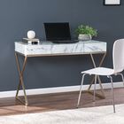 Kamblemore Faux Marble Writing Desk W Storage, GRAY, hi-res image number null
