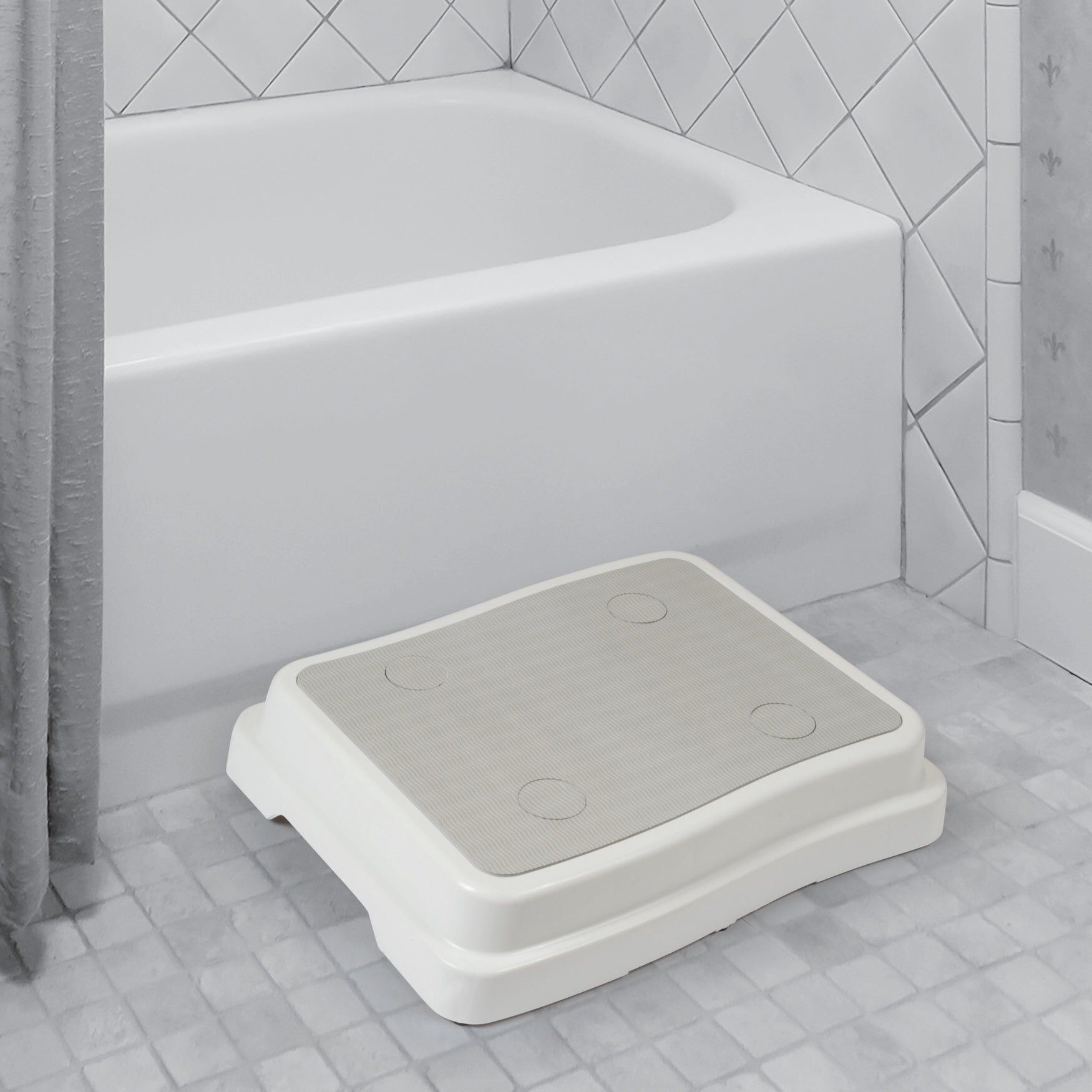 400 lbs weight capacity Non-Slip Stackable Bath Step, GRAY WHITE, hi-res image number 0