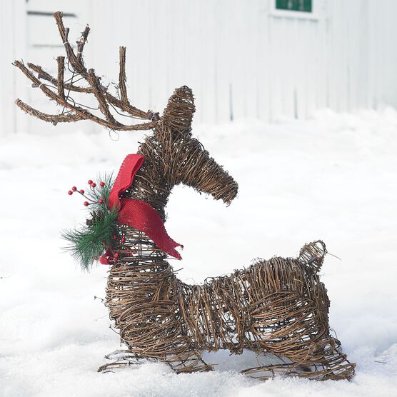 Pre Lit Rattan Deer
