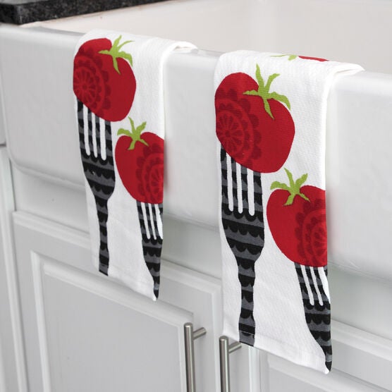 Pigment Print Dual Woven Kitchen Towel, Two Pack, , alternate image number null