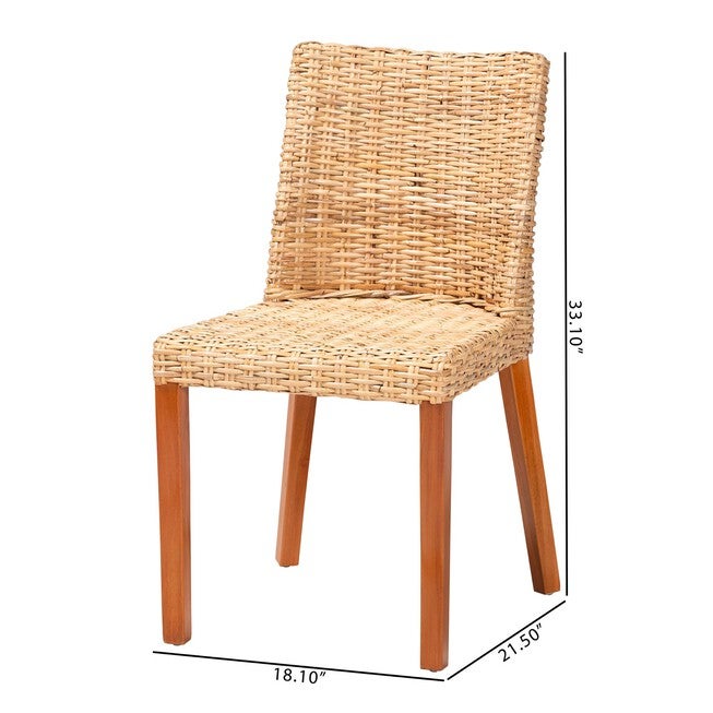 Rowen Bohemian Light Honey Kubu Rattan And Mahogany Wood Dining Chair, , alternate image number 8