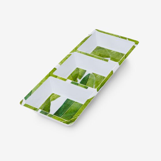 Banana Leaf 3-Section Tray, GREEN Banana Leaf 3-Section Tray, GREEN