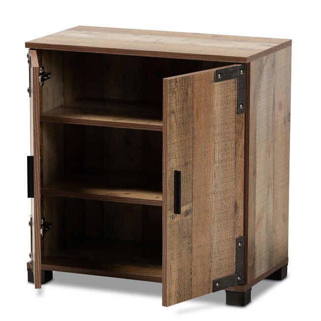 Cyrille Farmhouse Rustic Wood 2-Door Shoe Cabinet Furniture, , on-hover image number 1