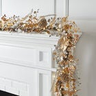 Pre-Lit Gold & Silver Garland, GOLD SILVER LIGHTS, hi-res image number null