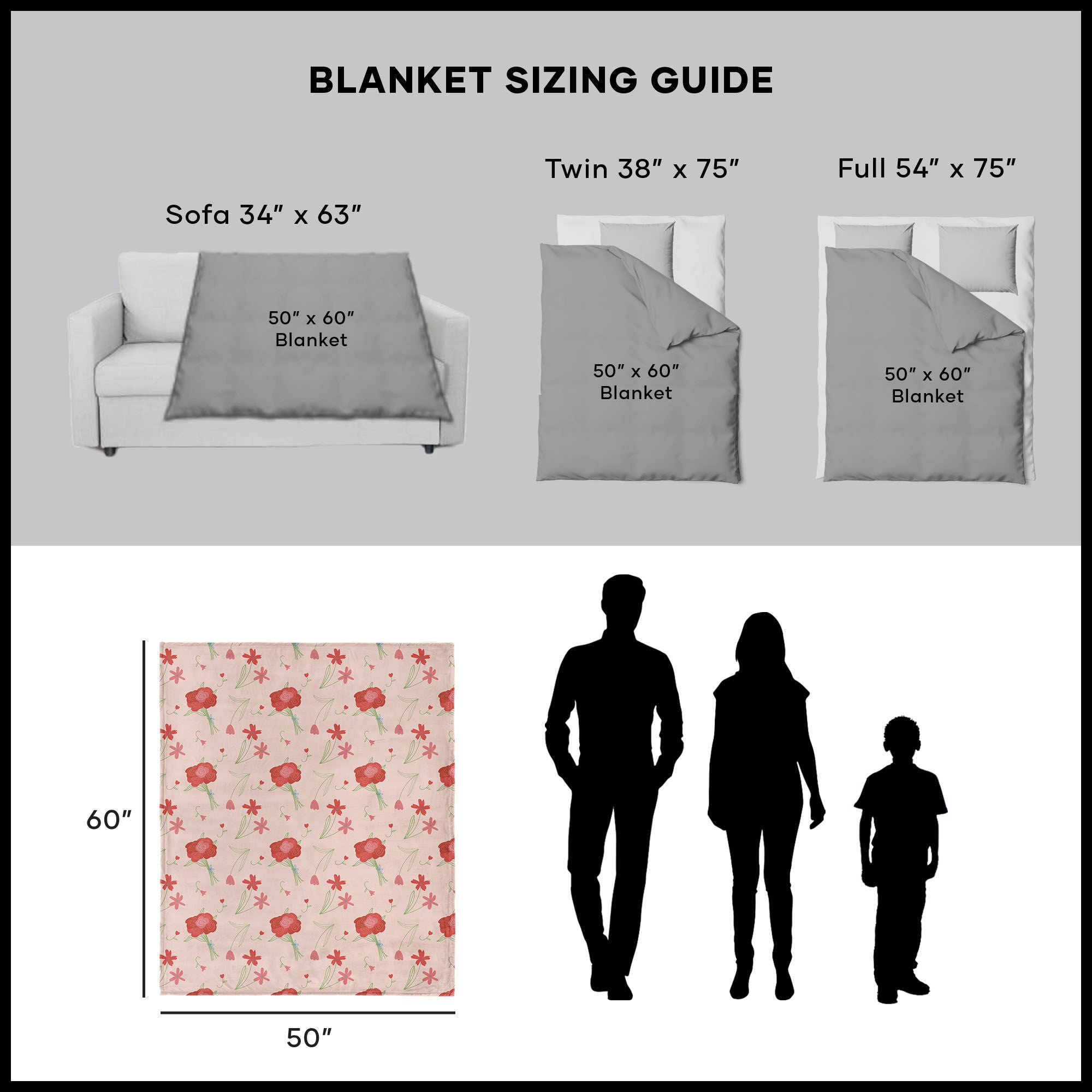 Valentine's Day Flowers Silk Touch Throw Blanket 50x60 Inches, FLOWER THROW, alternate image number 5