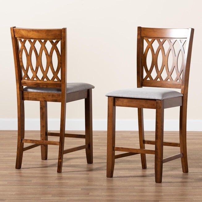Florencia Modern Beige Fabric And Espresso Brown Finished Wood Counter Stool, , alternate image number null