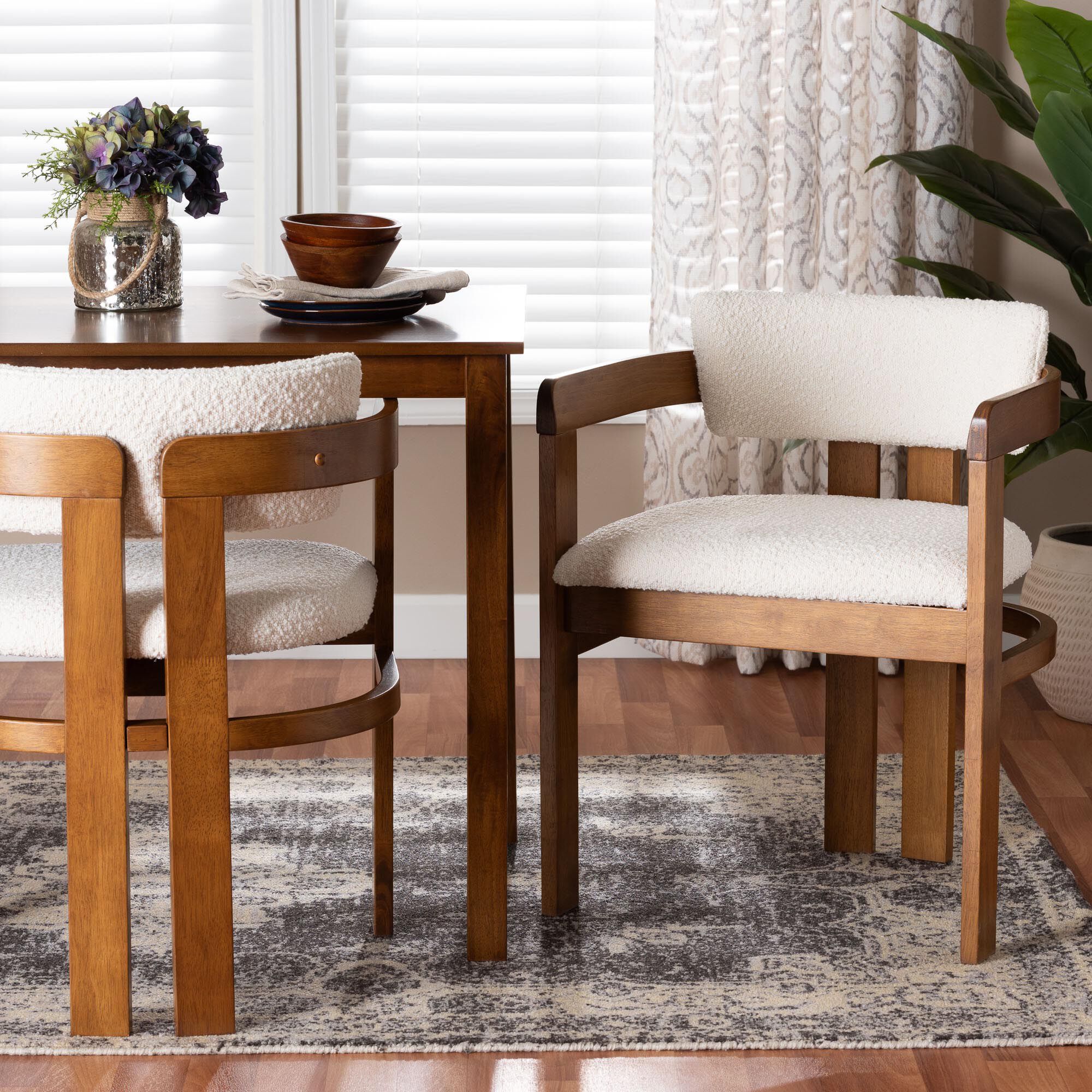 Carice Modern Cream Boucle Dining Chair, CREAM, hi-res image number 0