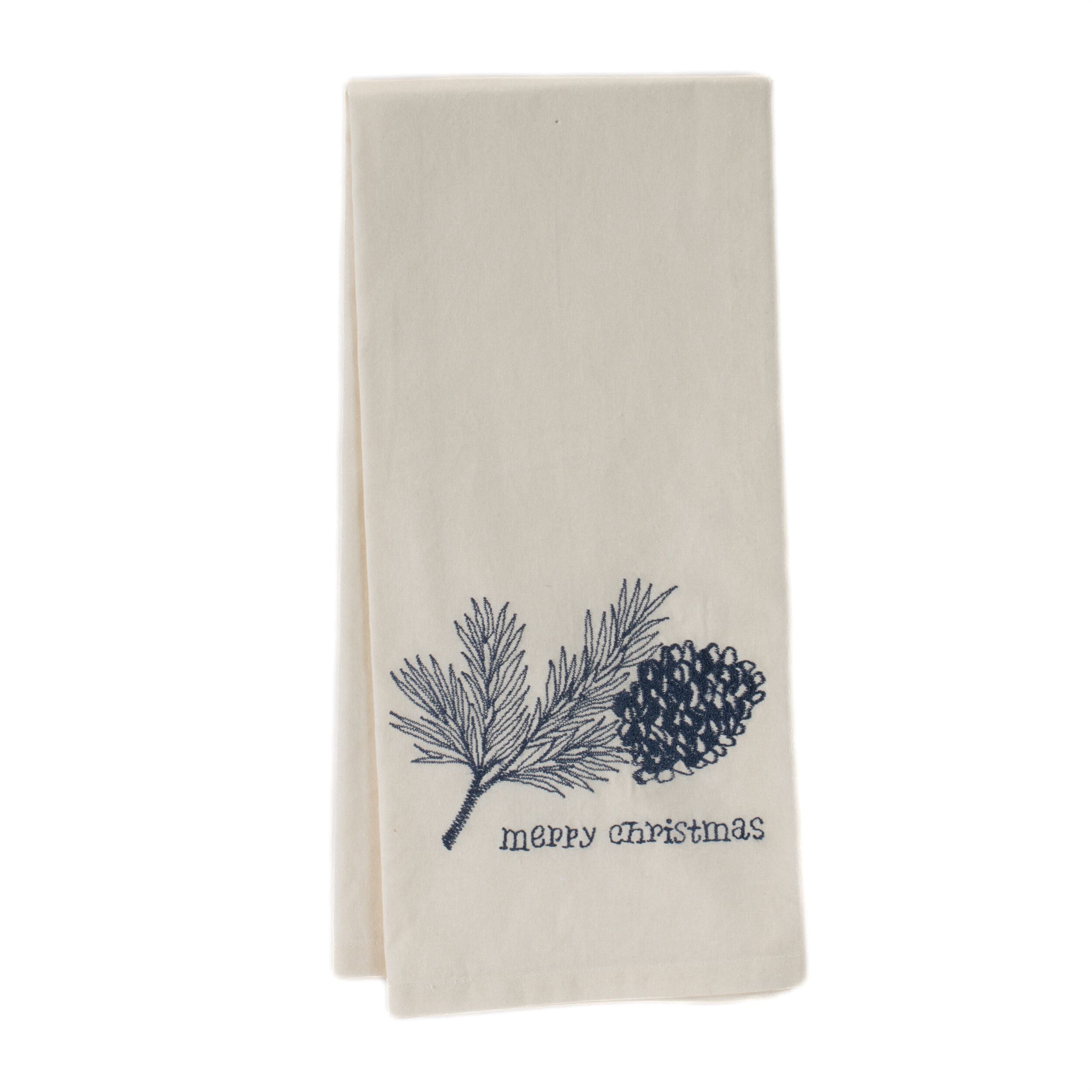 Pine and Plaid Christmas Tea Towel (Set of 3), CREAM BLUE, alternate image number 2