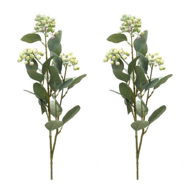 Berry Spray (Set of 2) 26 inchesH Polyester, GREEN/WHITE, alternate image number null