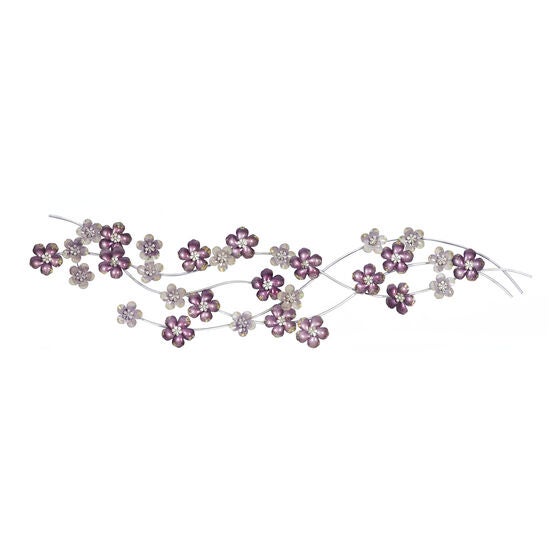 Purple Metal Glam Floral Wall Decor, PURPLE, hi-res image number null