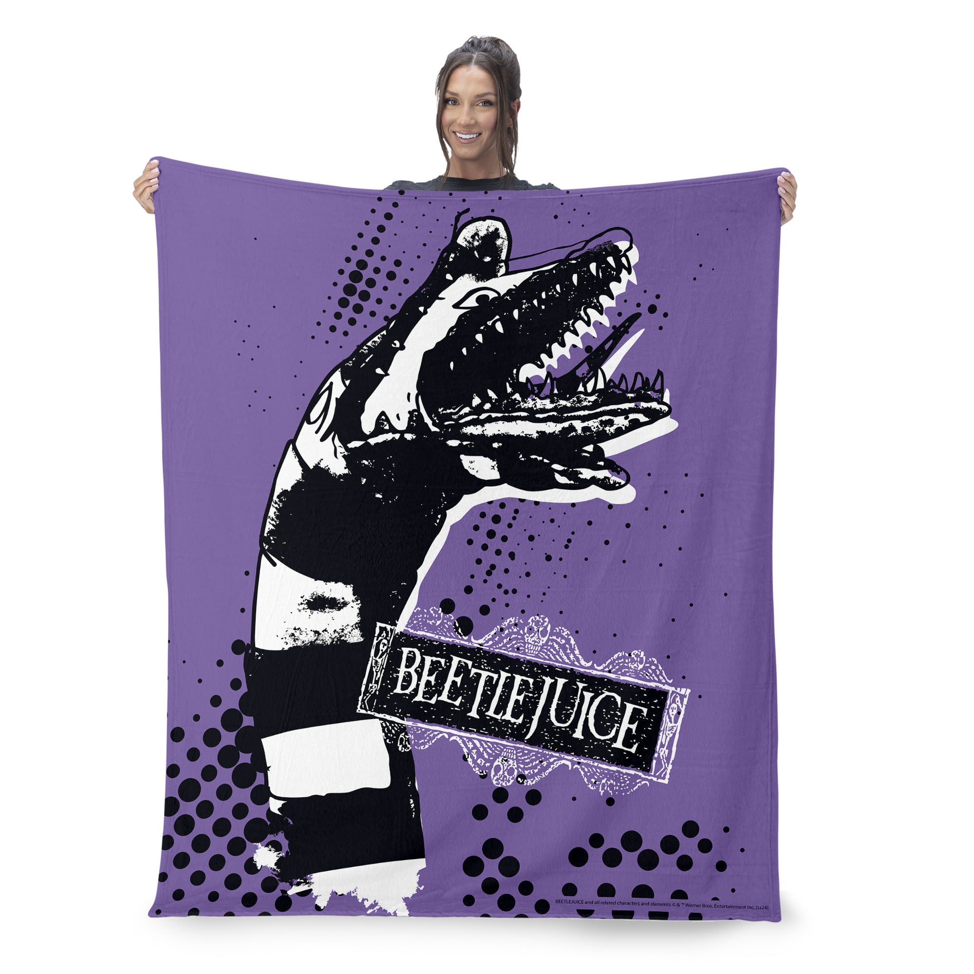 Warner Bros. Beetlejuice I Hate Sandworms Silk Touch Throw Blanket 40X50 Inches, PURPLE, on-hover image number null