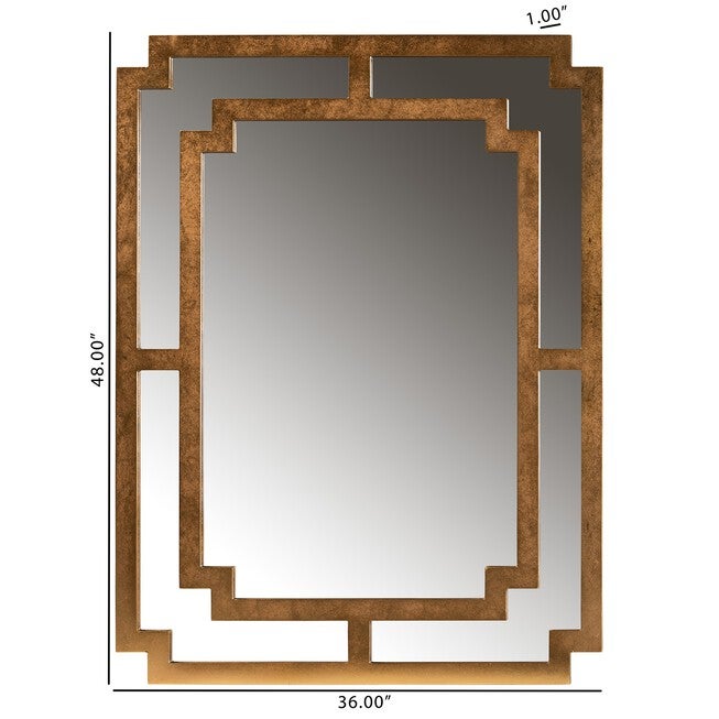 Dayana Modern And Contemporary Antique Gold Finished Wood Accent Wall Mirror, , alternate image number null