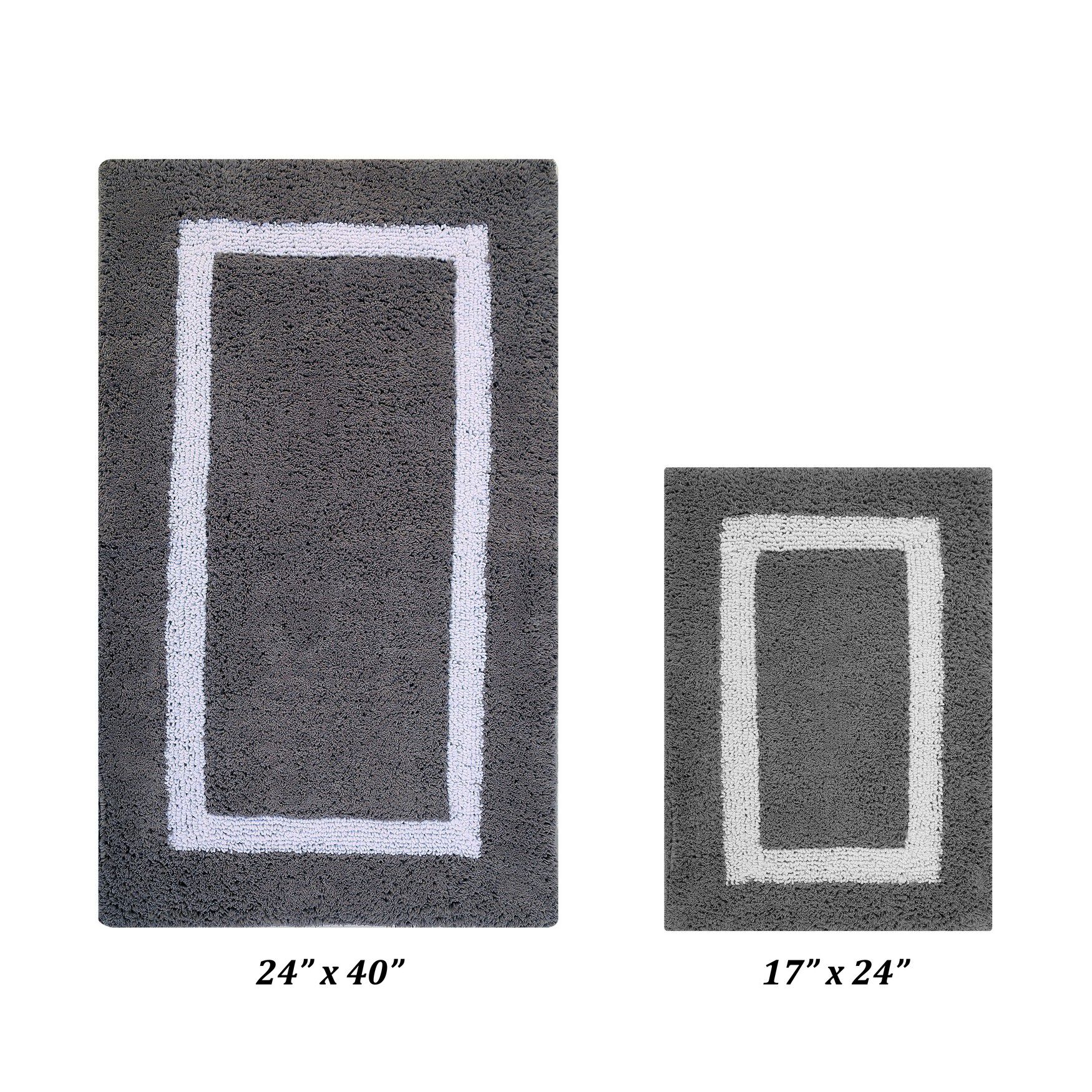 Hotel Collectionis Bath Mat Rug, 2 Piece Set (17 inches x 24 inches | 24 inches x 40 inches), GRAY WHITE, hi-res image number 0