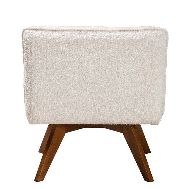 Darielle Japandi Cream Boucle Fabric And Walnut Brown Finished Rubberwood Accent Chair, , alternate image number null
