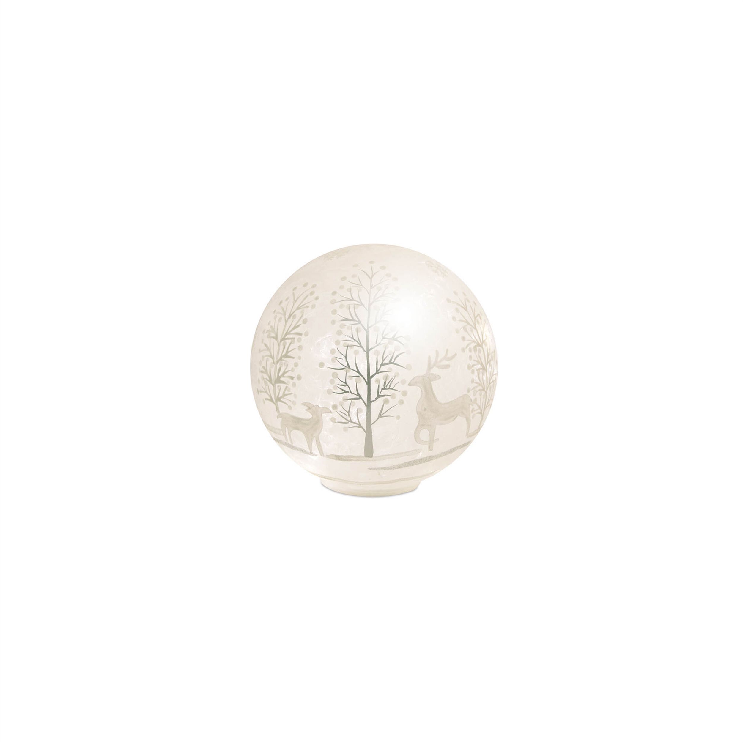 LED Frosted Glass Woodland Deer Orb (Set of 3), WHITE SILVER, alternate image number 3