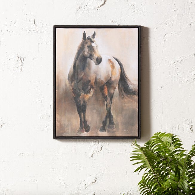 Framed Horse Canvas Art 24 inchesH, BLACK/BEIGE, alternate image number null