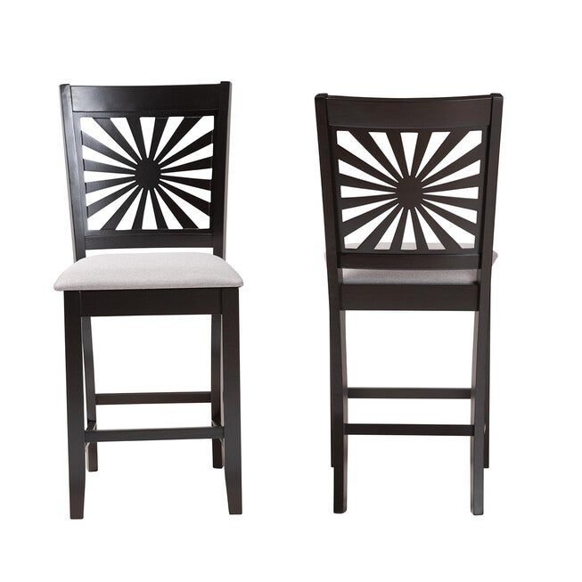 Olympia Modern Beige Fabric And Espresso Brown Finished Wood Counter Stool, , alternate image number null