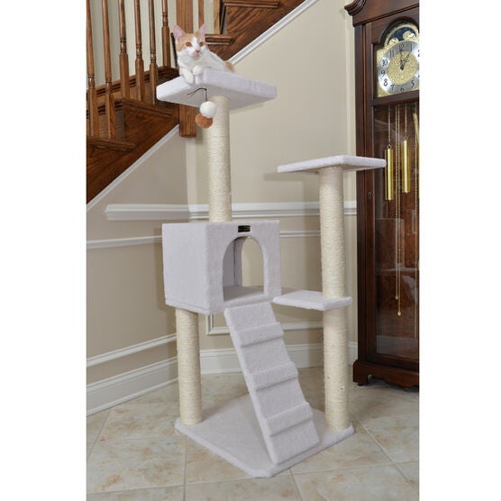 Fleece Covered 53" High Real Wood Cat Tree, , alternate image number null