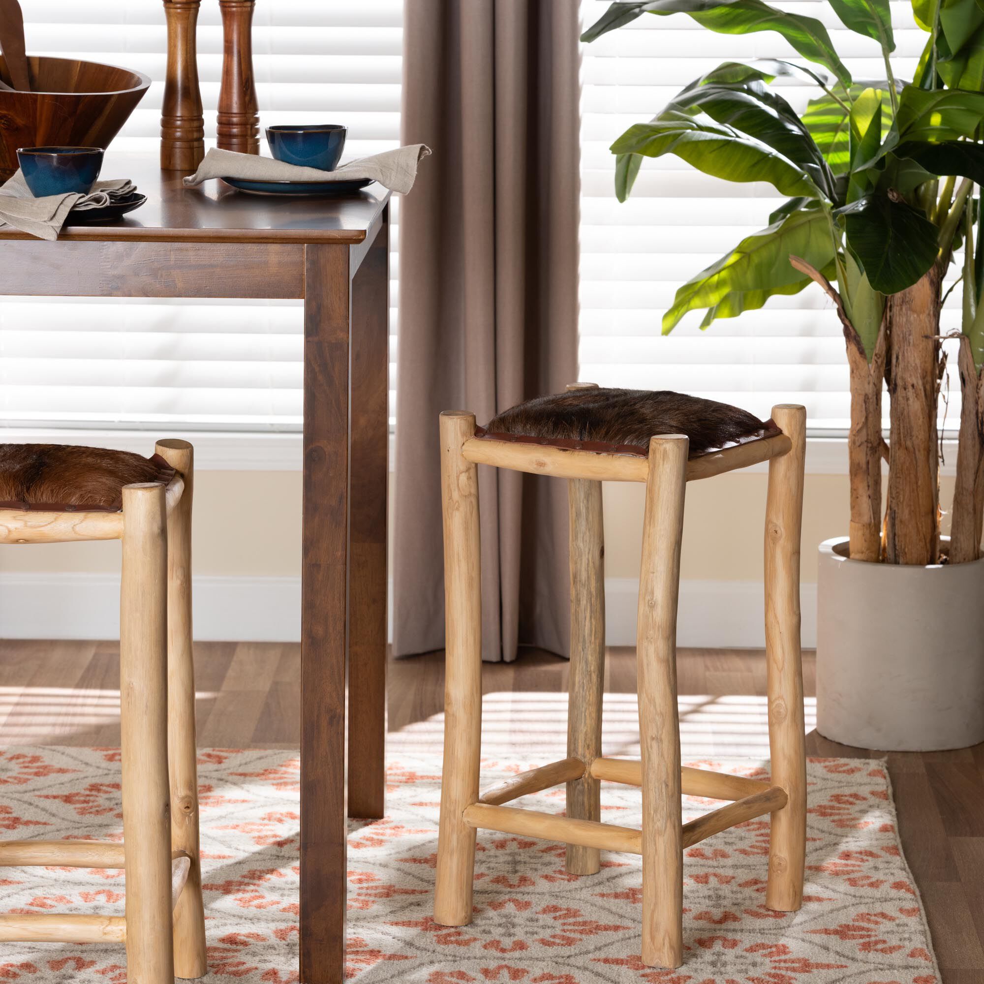 Rivera Genuine Goat Leather Counter Stool
