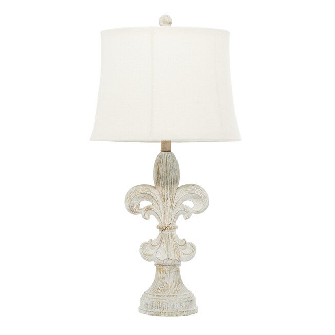 Set Of 2 White Polystone French Country Table Lamp, WHITE, hi-res image number 0
