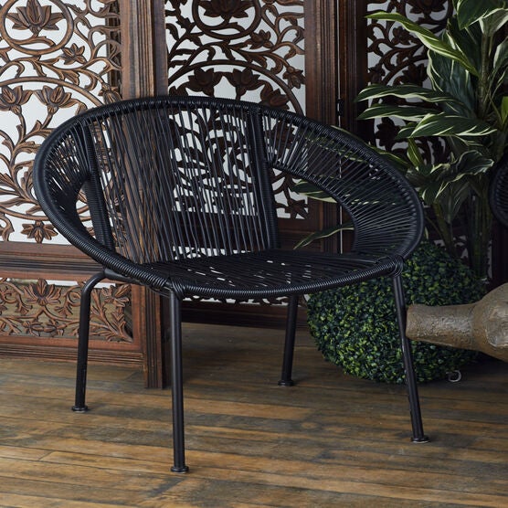 Black Metal Contemporary Outdoor Chair, , alternate image number null
