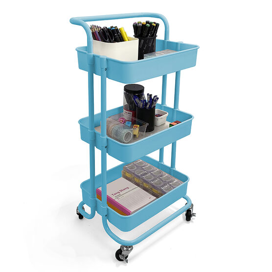 Home Basics 3 Tier Steel Rolling Utility Cart with 2 Locking Wheels, , alternate image number null