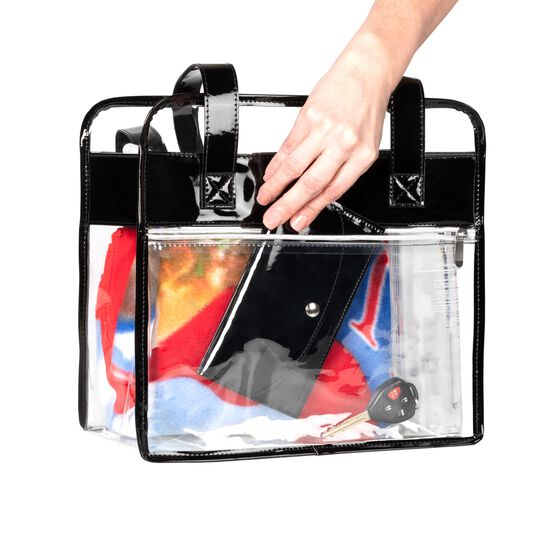 Tote Bag With Wallet, Clear/Red, , alternate image number null