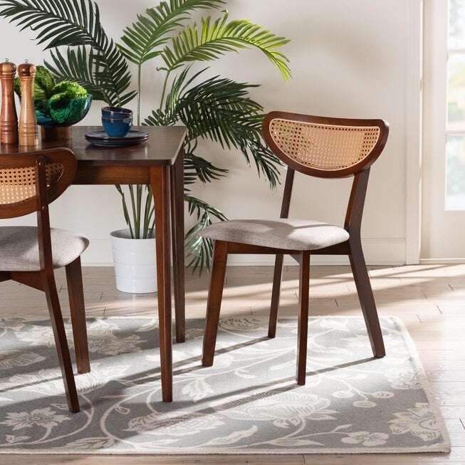 Dannell Mid-Century Modern Cream Fabric And Black Finished Wood Dining Chair, , alternate image number 5