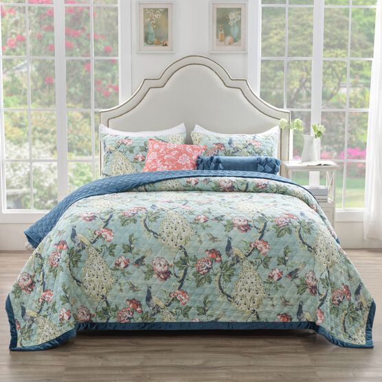 Pavona Velvet Garden Quilt And Pillow Sham Set, , on-hover image number null
