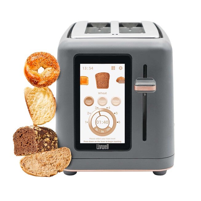 Livwell Touch IQ Matte Grey 2-Slice Toaster, MATTE GREY, hi-res image number null