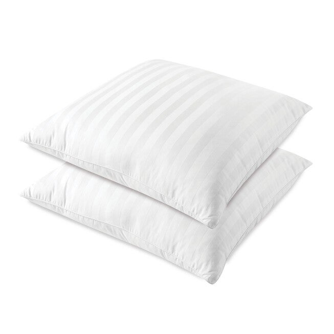SensorPEDIC Hypoallergenic Cotton Decorator 28 inches x 28 inches Euro Square Pillows with Luxury Sateen Stripe (Set of 2), WHITE, hi-res image number null