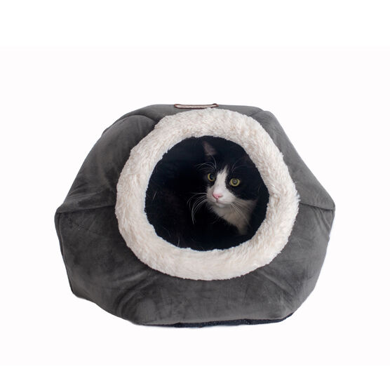 Gray Velvet Cat Bed, GRAY, hi-res image number null