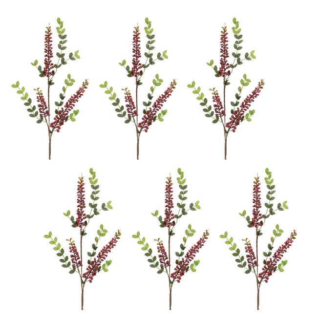Burgandy Berry Foliage Spray (Set of 6), RED/GREEN, alternate image number 2