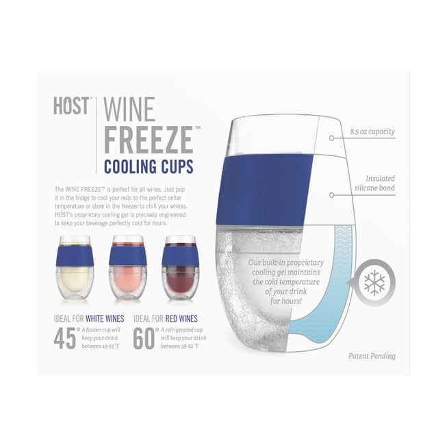 Wine Freeze Cooling Cups In Blue (Set Of 2) By, , alternate image number null