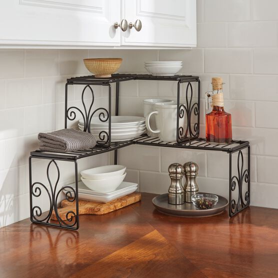 Scroll 2-Tier Corner Shelf, 