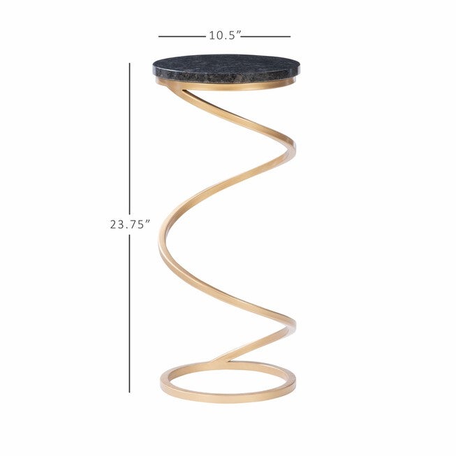 Gigi Spiral Black Granite Drink Table Accent Tables (Including End Tables), , alternate image number null