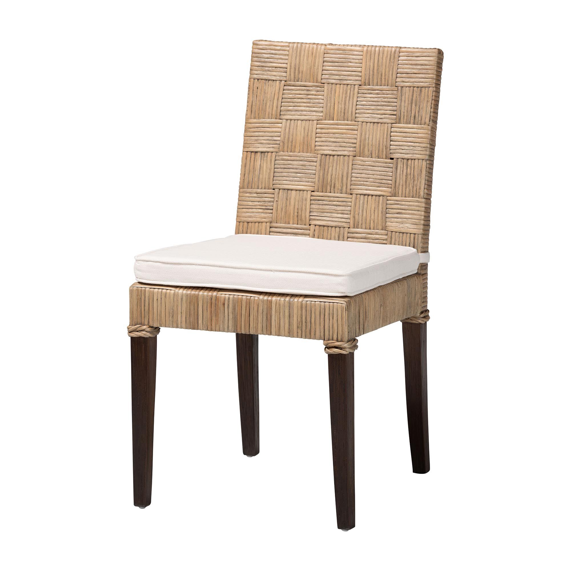 Fatima Natural Rattan Dining Chair with Cushion, GREY, alternate image number 1