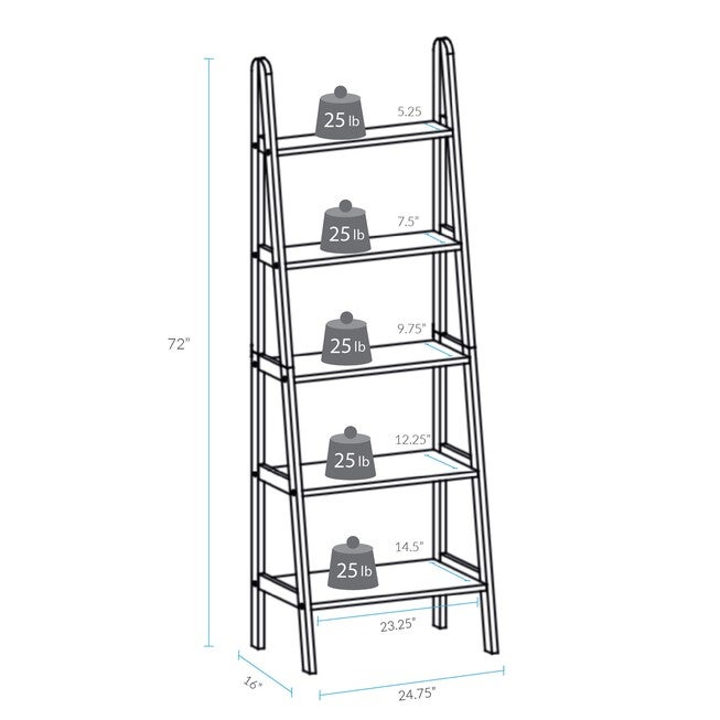 5-Shelf Ladder Bookcase-Espresso, , alternate image number 6