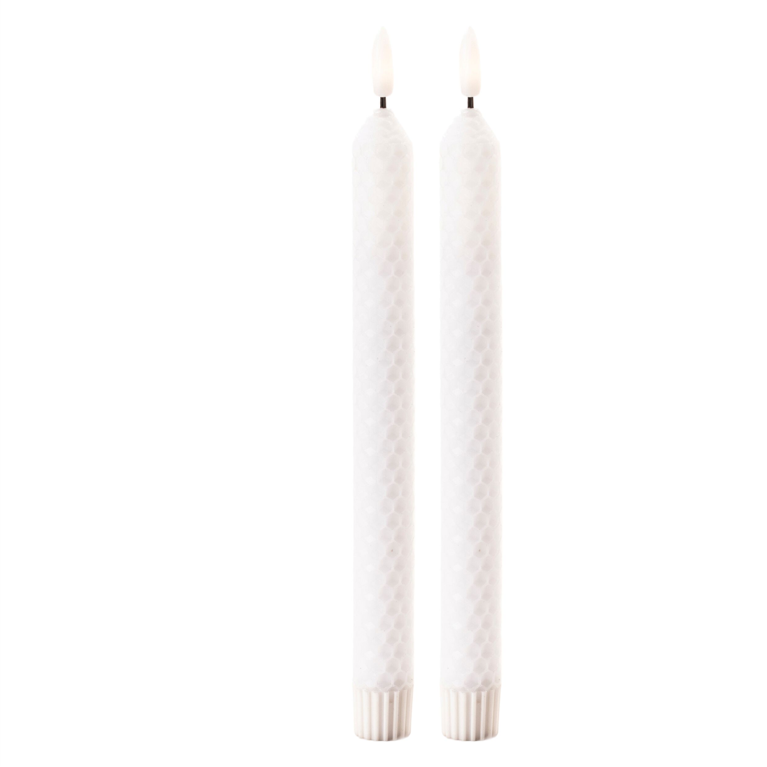 FIA Wick White Textured Taper Candle Set of 2, WHITE, hi-res image number 0